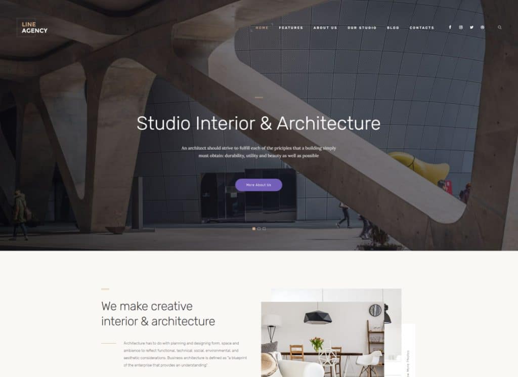 Line Agency – WordPress-Theme für Innenarchitektur und Architektur