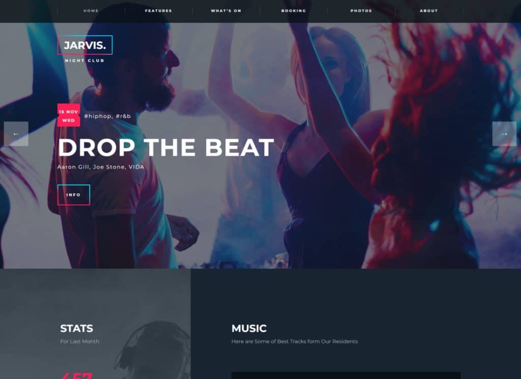 Jarvis - ナイトクラブ、コンサート、フェスティバルの WordPress テーマ