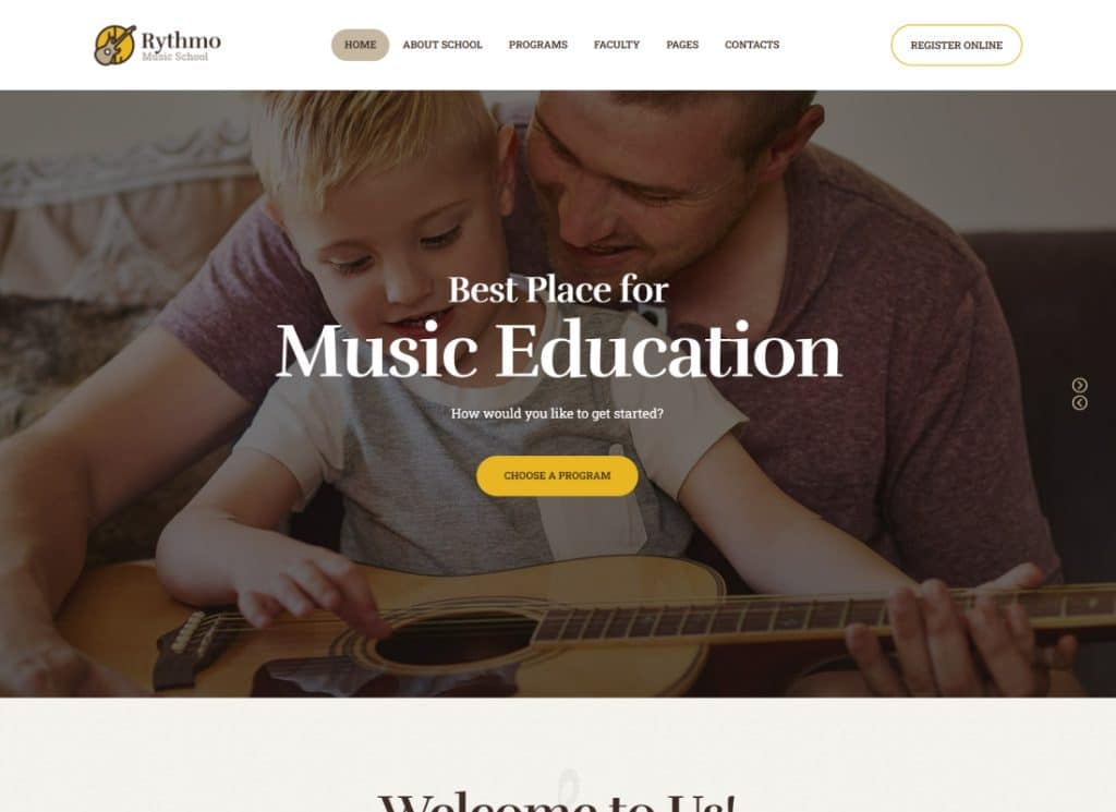 Rythmo - Tema WordPress per la scuola di arte e musica