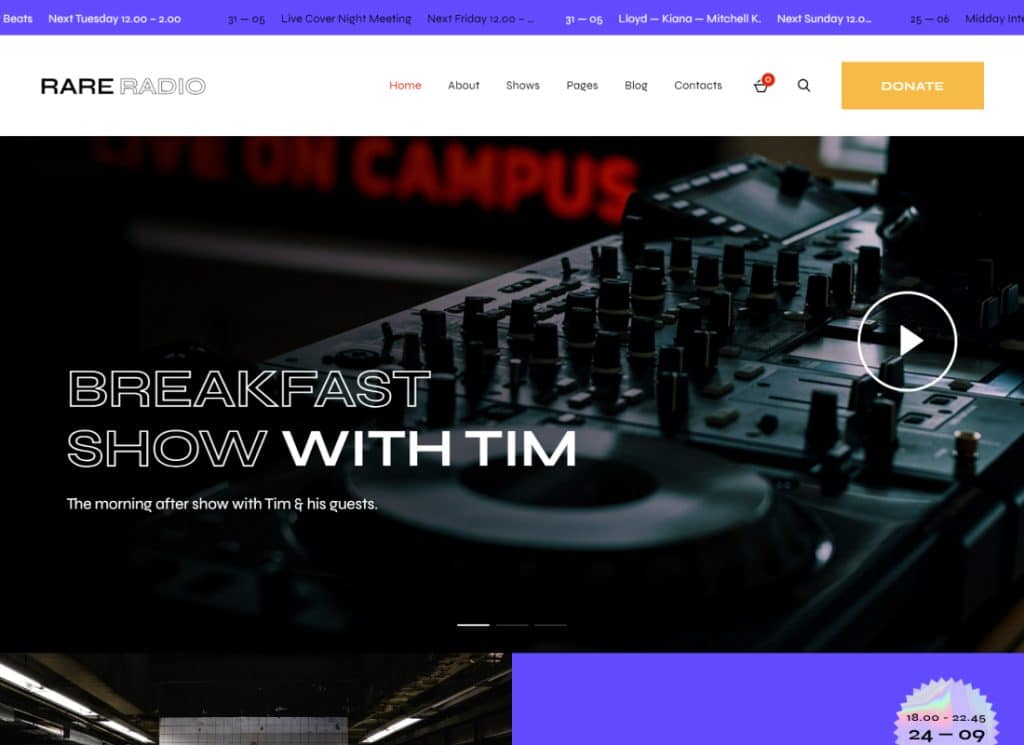 Rare Radio - Stazione radio musicale online e tema WordPress per podcast