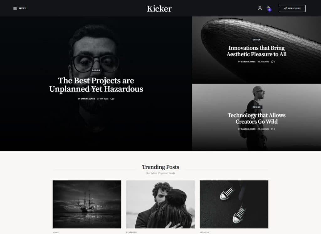 Kicker - Tema WordPress multiuso per riviste di blog