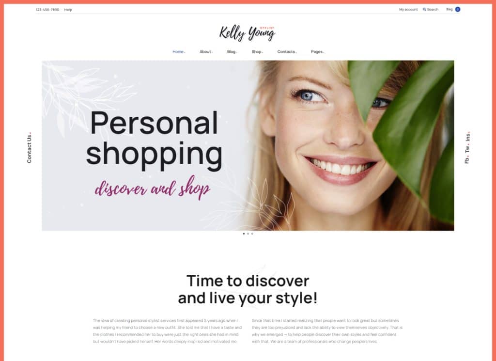 Kelly Young - Tema WordPress para estilista pessoal