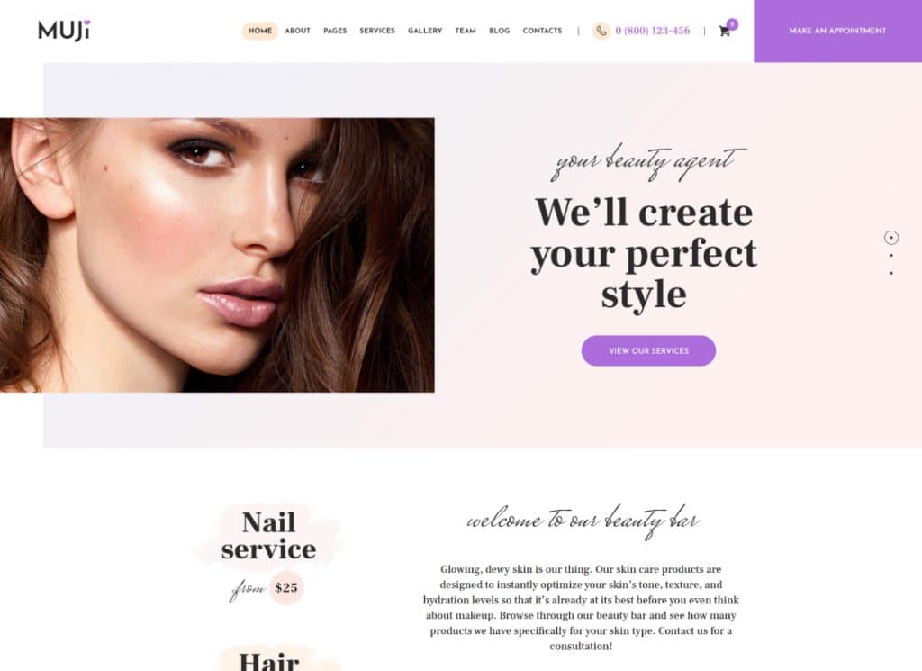 Muji - Tema de WordPress para salón de belleza y spa