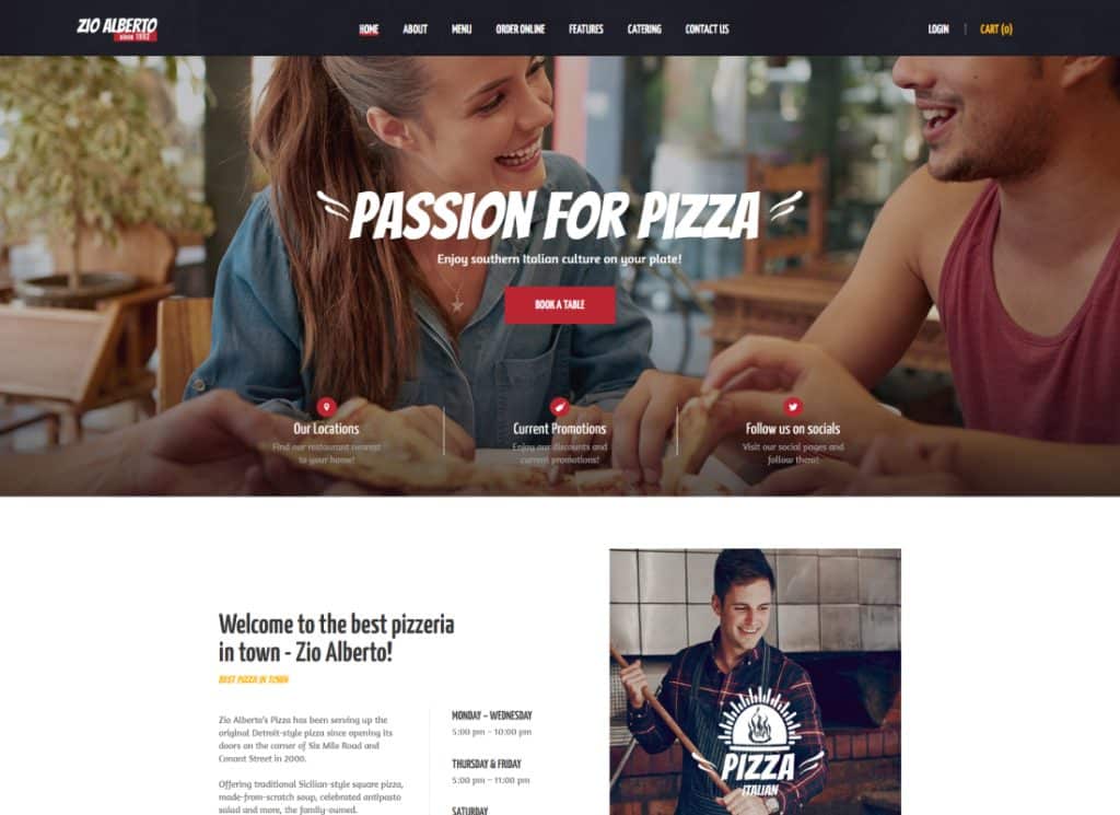 Zio Alberto - Tema de WordPress para pizzería, cafetería y bistró