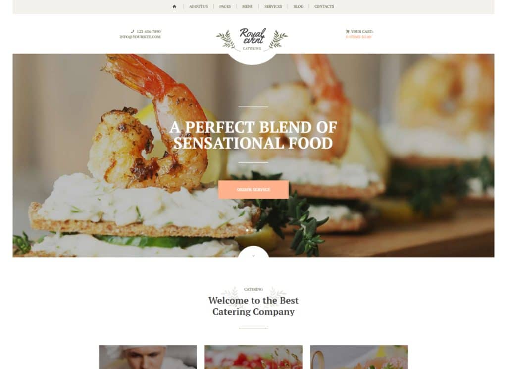 Royal Event - Tema de WordPress para planificador de bodas y empresa de catering