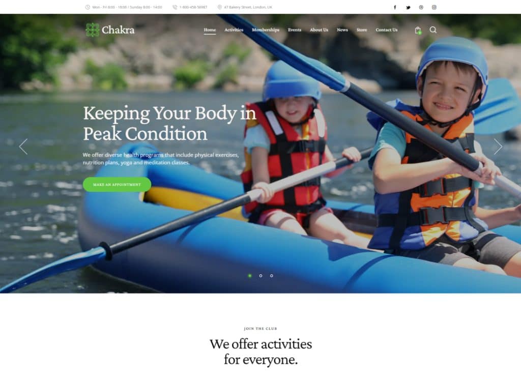 Chakra - Yoga Retreat & Leisure Center WordPress Theme