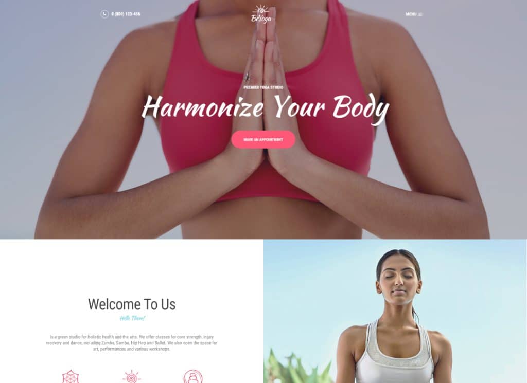 BeYoga – WordPress-Theme für Yogastudio und Fitnessstudio