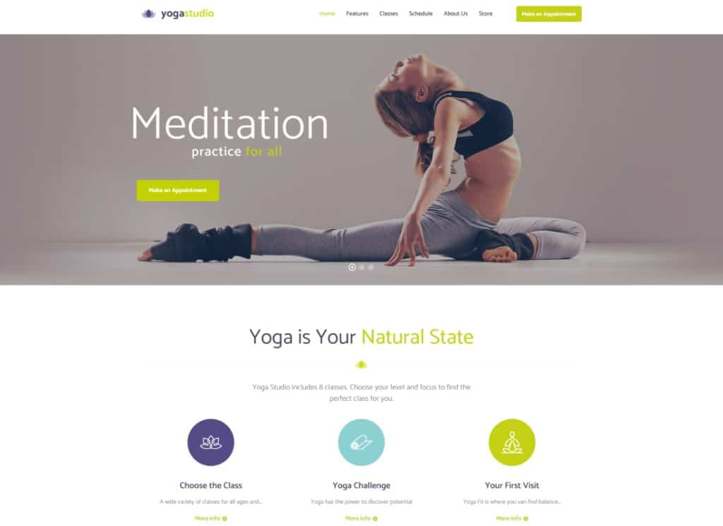 Yogastudio - ジムとヘルスケアの WordPress テーマ