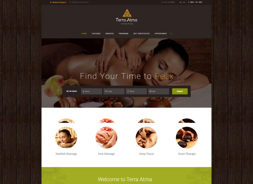 Terra Atma - Spa e Salão de Massagem Wellness Tema WordPress