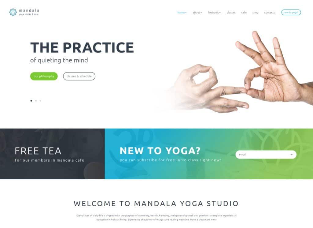 Mandala - Tema WordPress Studio Yoga dan Pusat Kesehatan