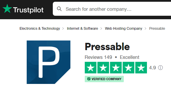 Рейтинг Pressable TrustPilot