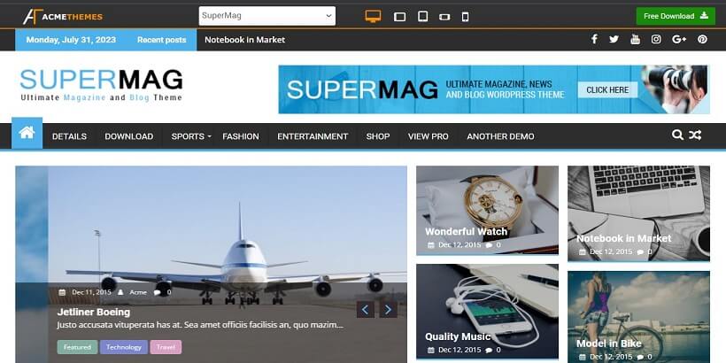 SuperMag — лучшие бесплатные темы WordPress, дружественные к AdSense