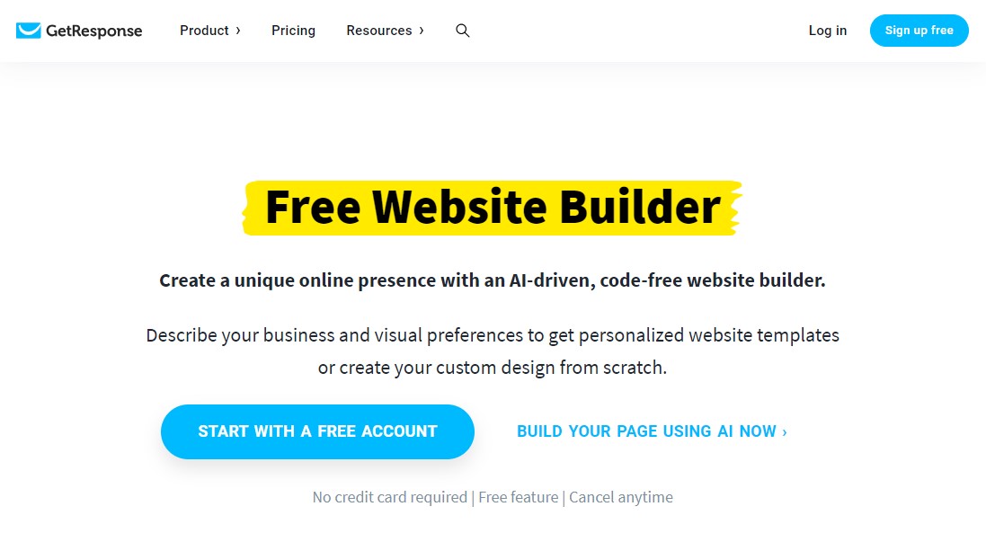 GetResponse Free Website Builder