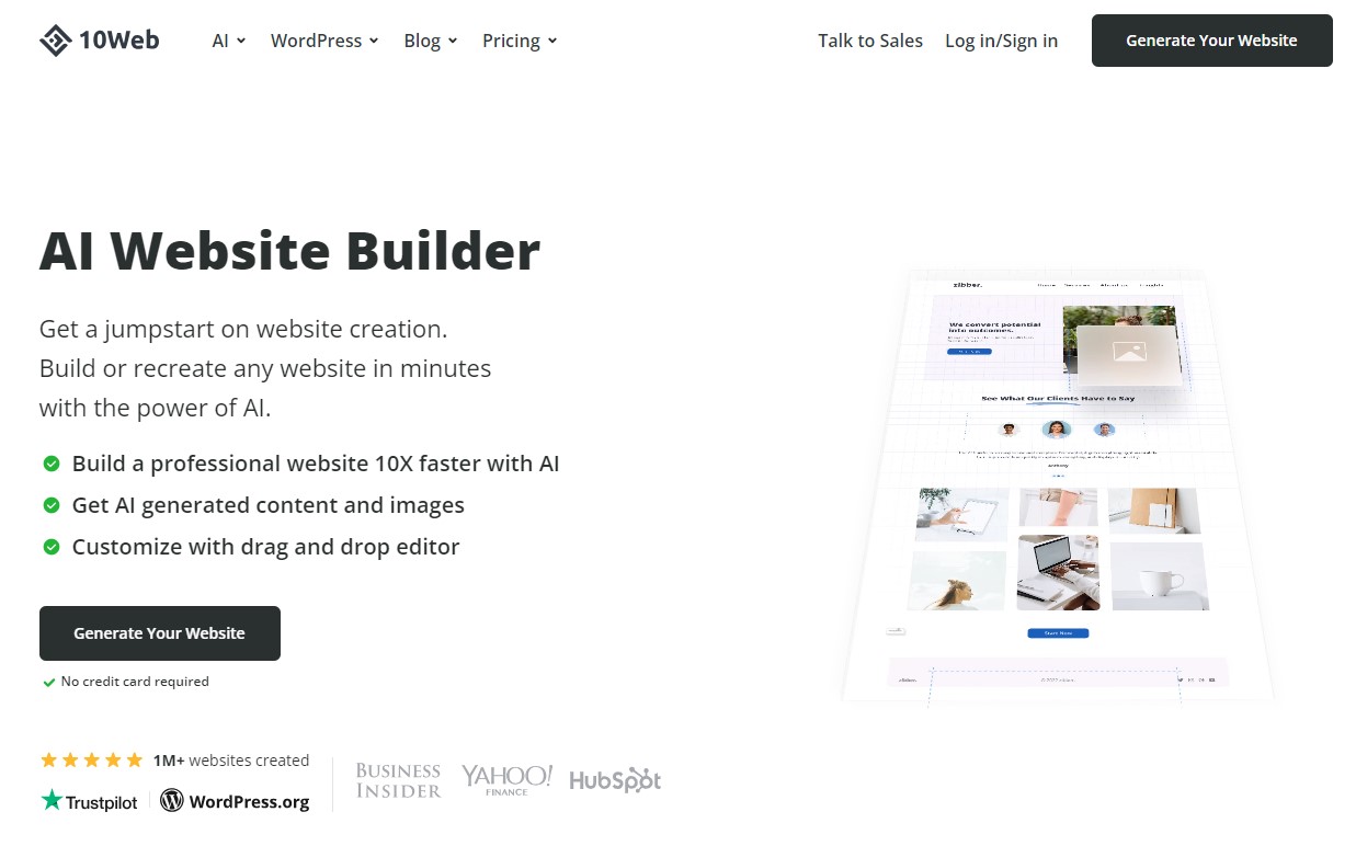 10Web AI เครื่องมือสร้างเว็บไซต์