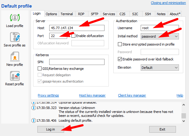 Faça login no SSH usando Bitwise