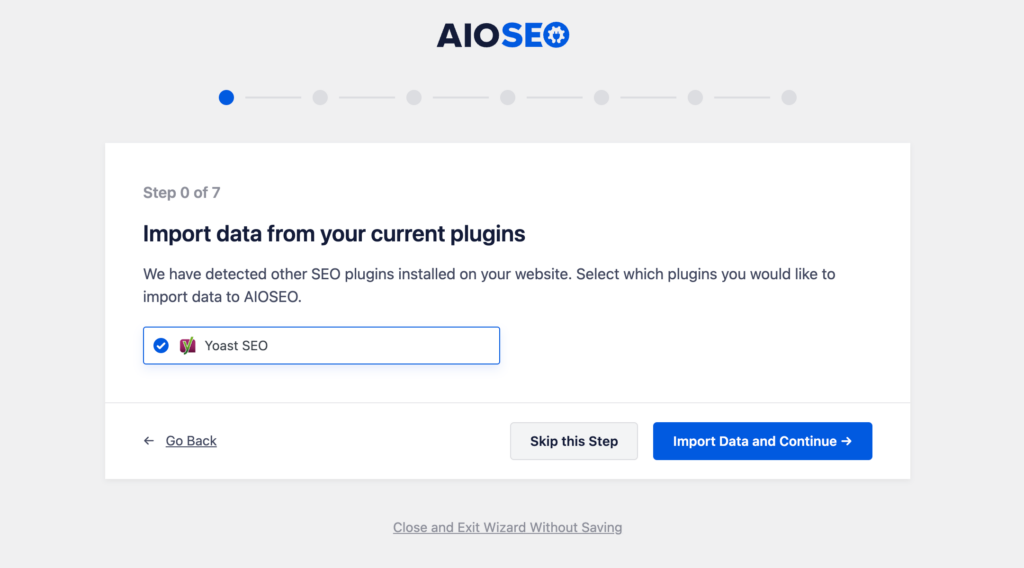 All-in-One-SEO – Importieren Sie Daten aus Ihren aktuellen Plugins