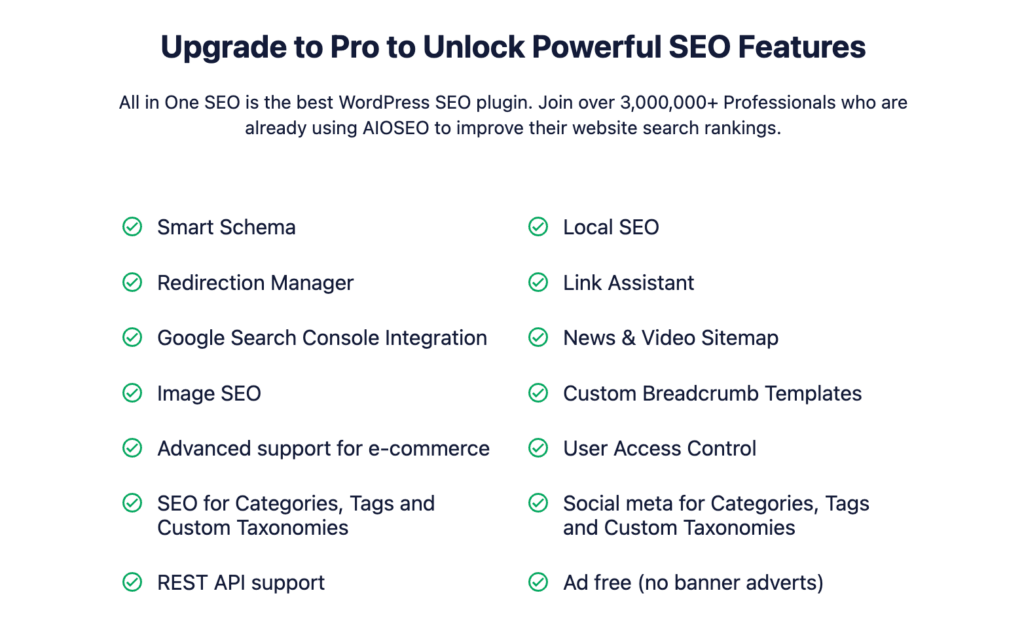 All in One SEO - funkcje Pro SEO