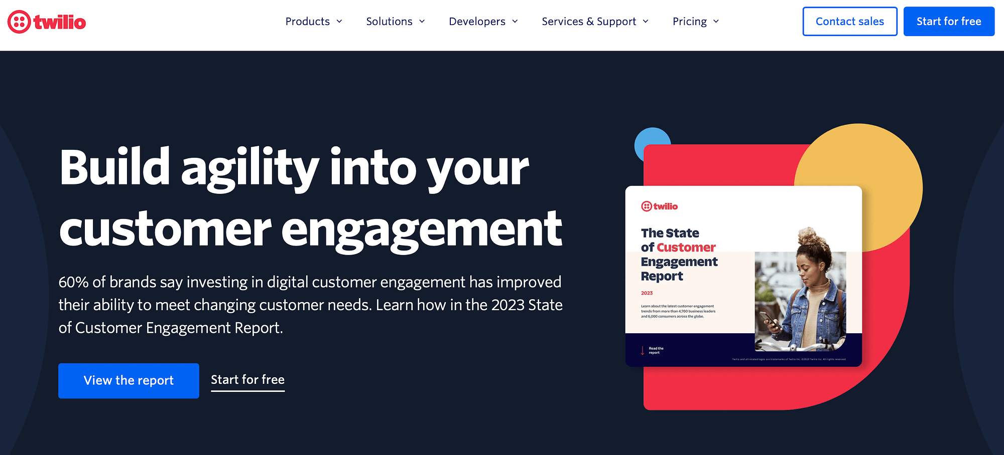 Page d'accueil de Twilio