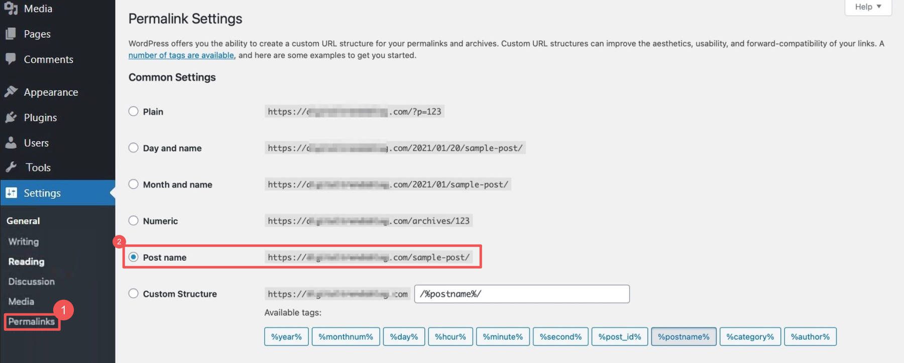 WordPress 固定鏈接設置