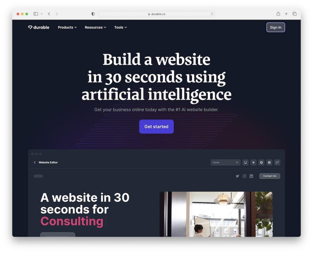 constructeur de site Web ai durable