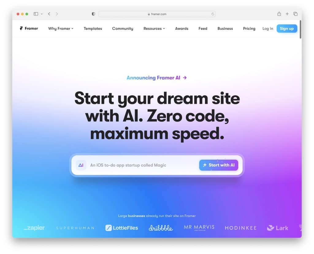 costruttore di siti web framer ai