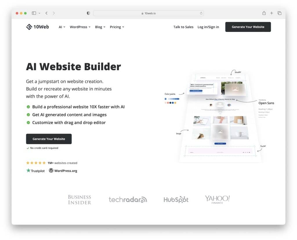 Costruttore di siti web 10web ai