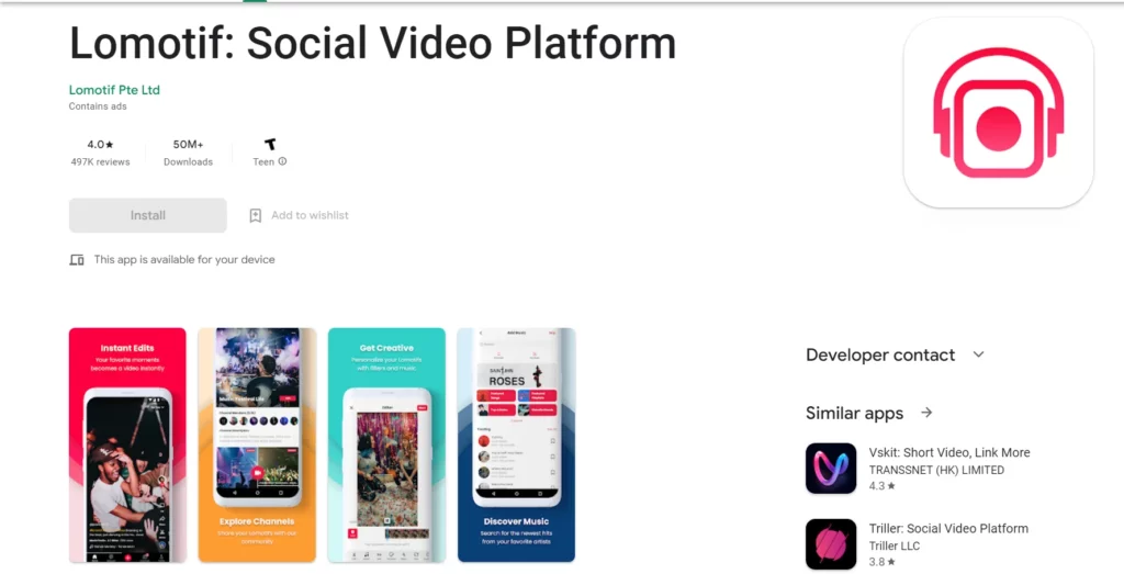 aplicación de edición de video tiktok: lomotif