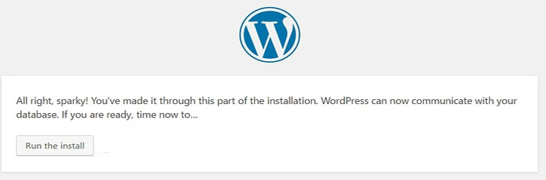 WordPress สามารถเชื่อมต่อกับฐานข้อมูลของคุณได้แล้ว