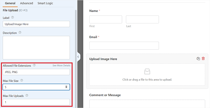 Configure field settings