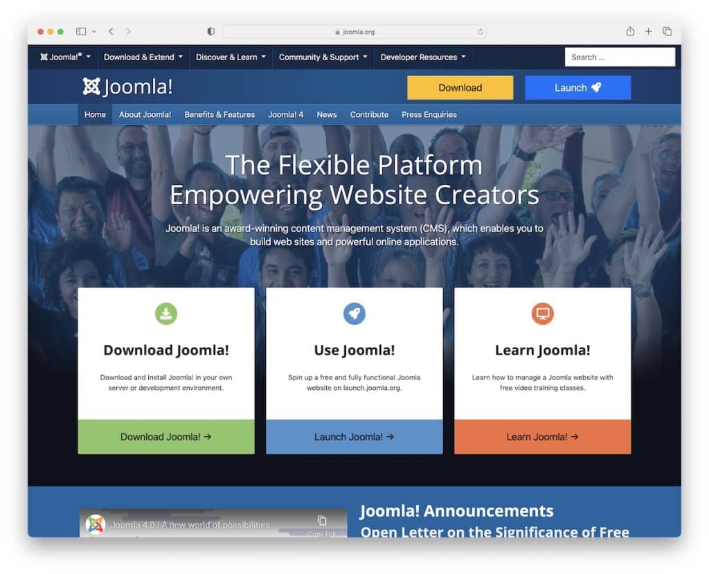 créateur de site web open source joomla