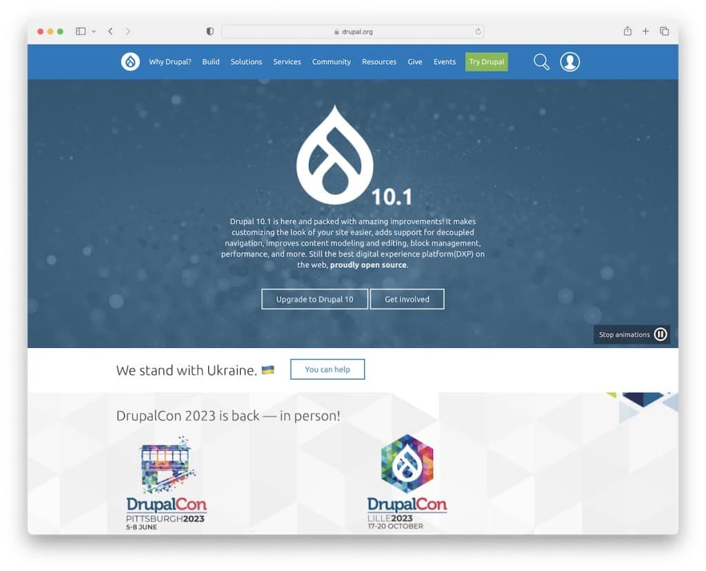 Costruttore di siti web open source drupal