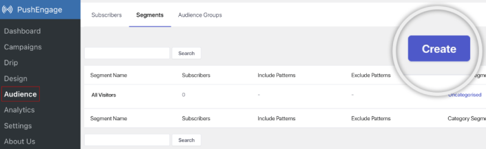 Segmentos do plug-in WordPress PushEngage