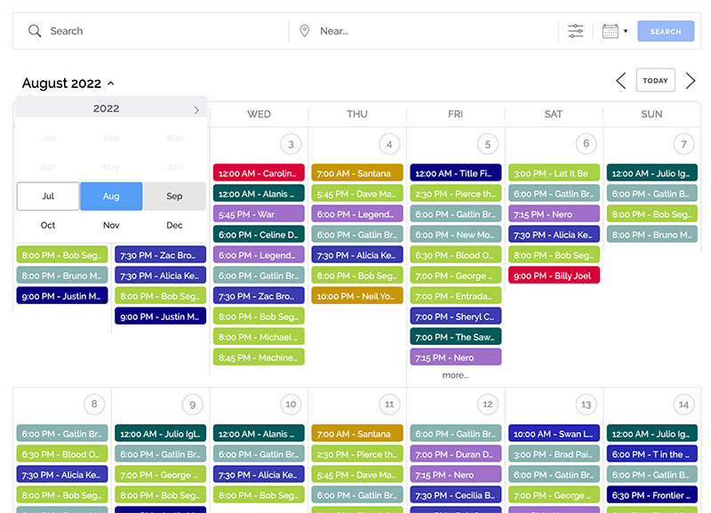 Schermata del plug-in del calendario wordpress del gestore eventi