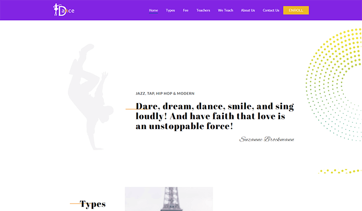 Dance School Elementor Template