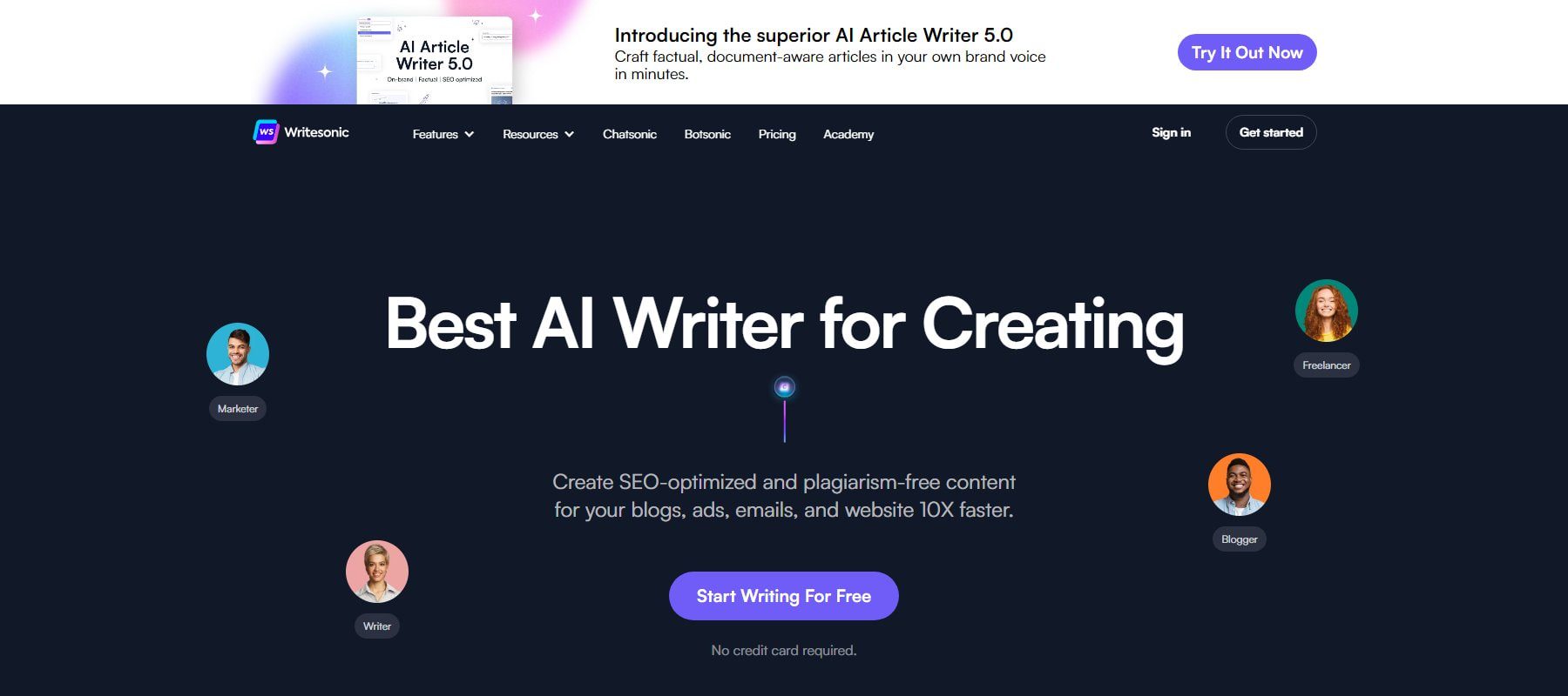 برنامج Writesonic AI chatbot