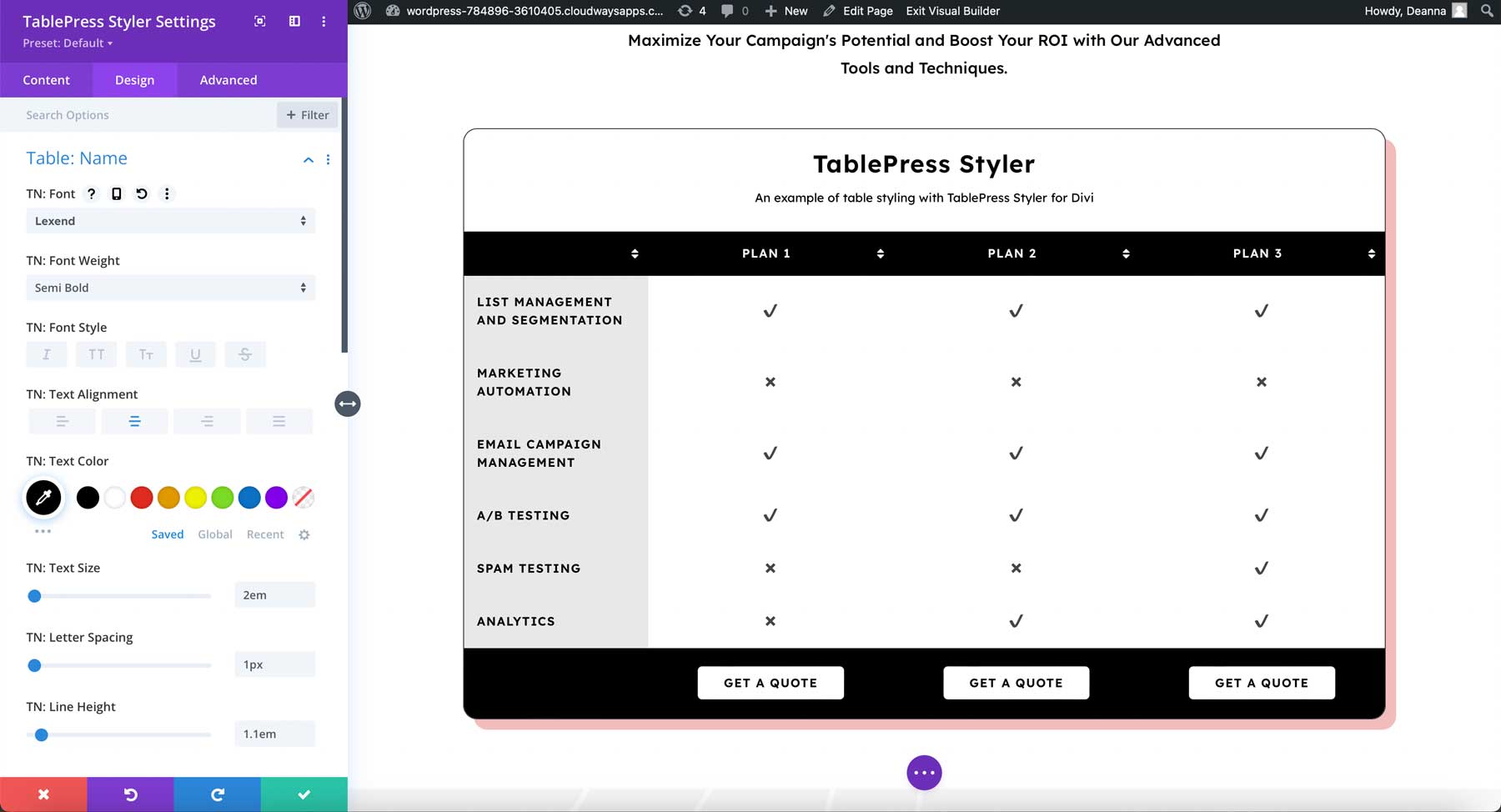 Имя стайлера TablePress