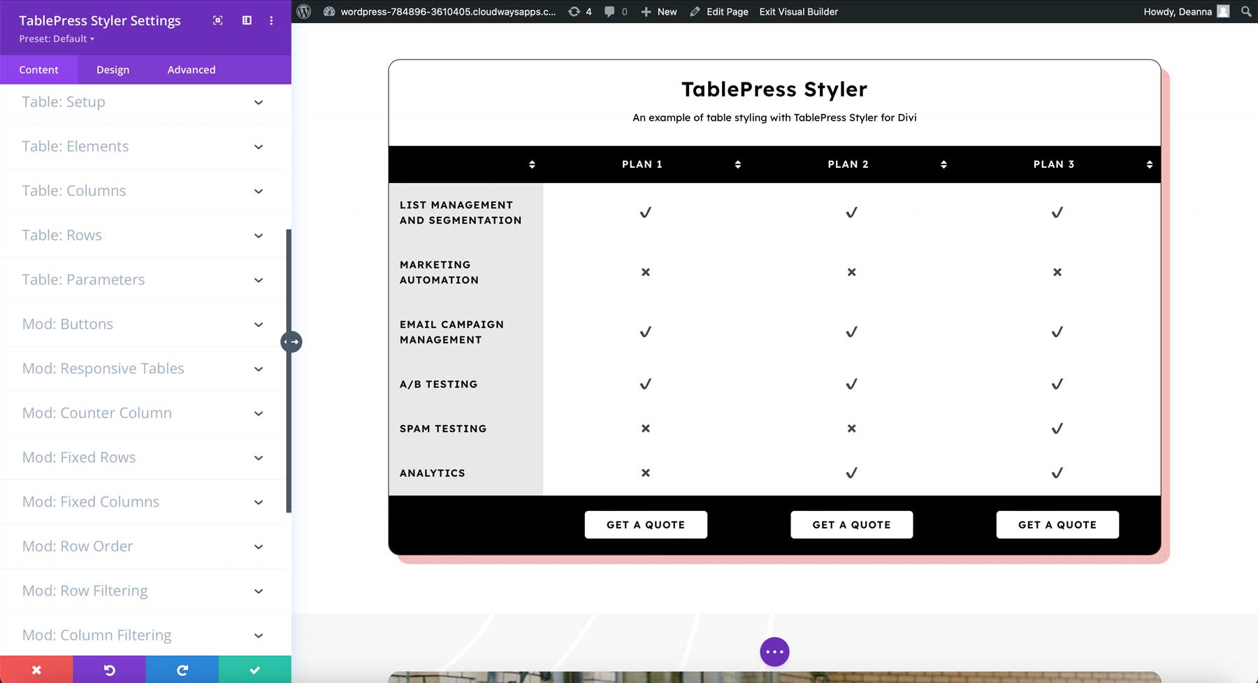 Identificación de la tabla