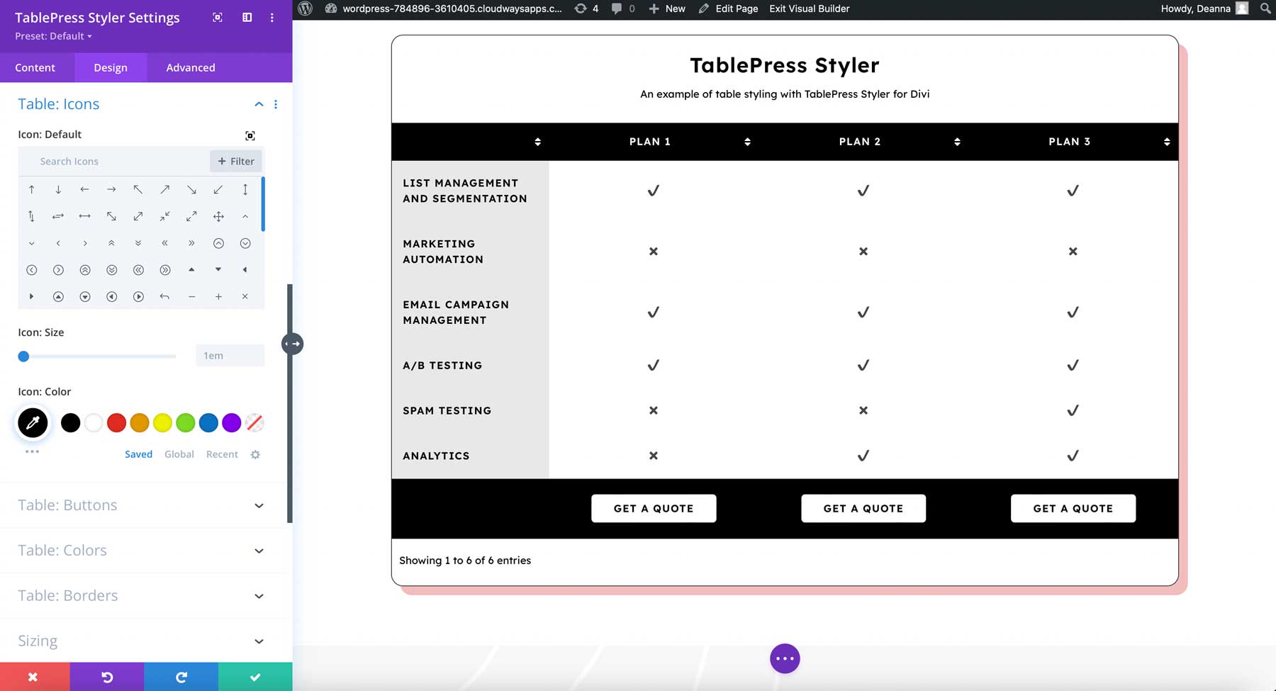 Configuración de iconos