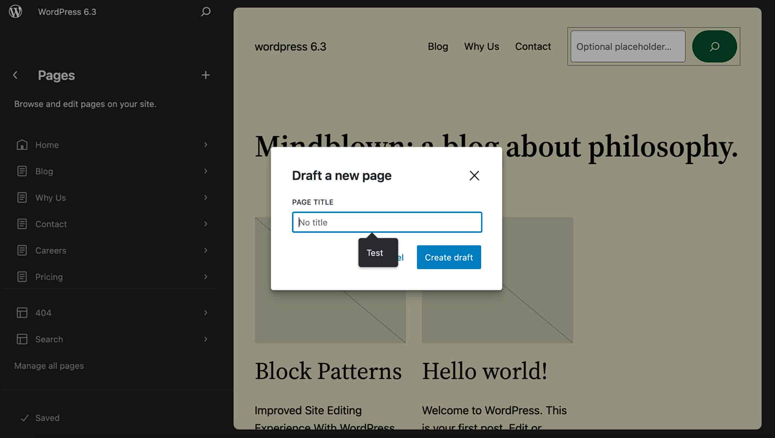 WordPress 6.3 頁面編輯