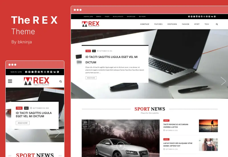 Motyw REX — motyw WordPress dla czasopism i blogów