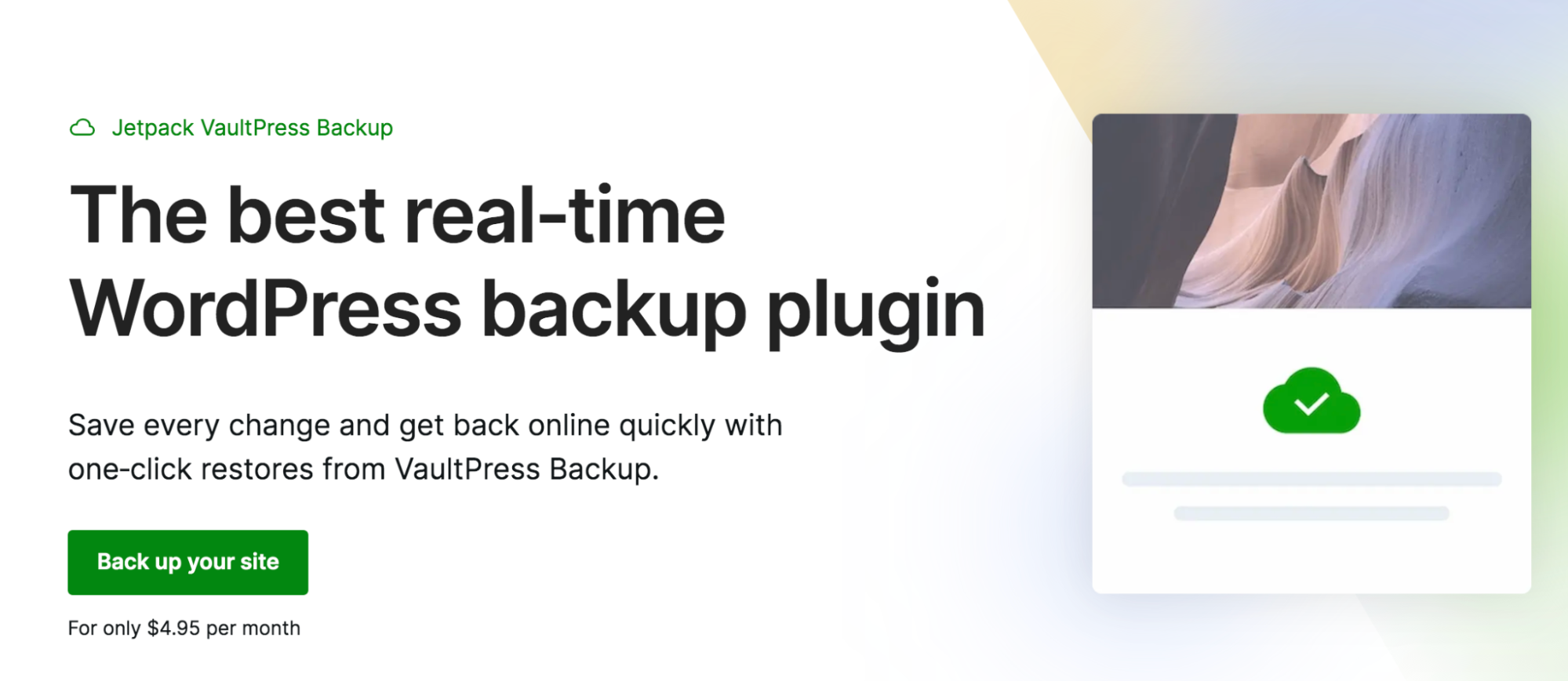 Homepage des Jetpack VaultPress Backup-Plugins