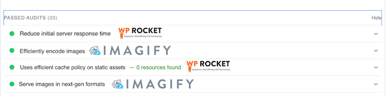 Blog-Optimierung: Audit mit WP Rocket und Imagify bestanden – Quelle: PSI