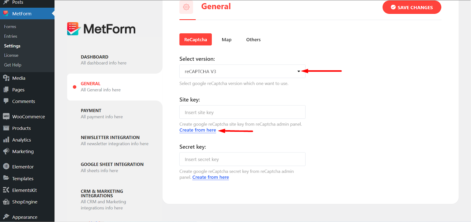 selezionare reCAPTCHA v3