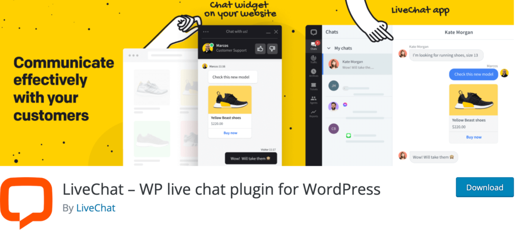 Uma captura de tela do livechat- melhores plugins wordpress