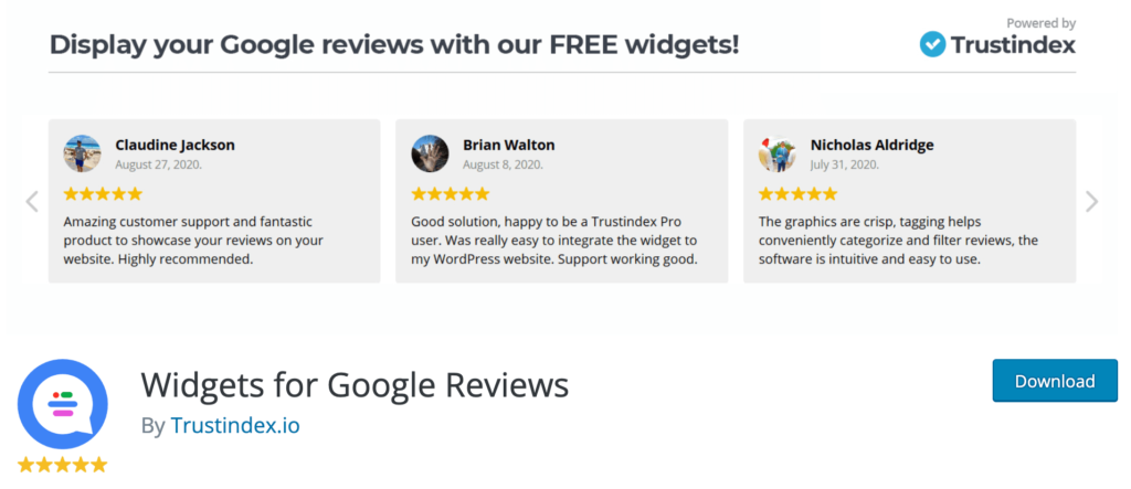 Ein Screenshot von Widgets für Google Reviews