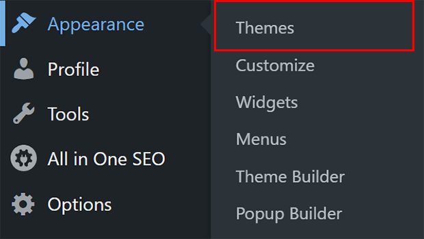 selezione del tema in wp