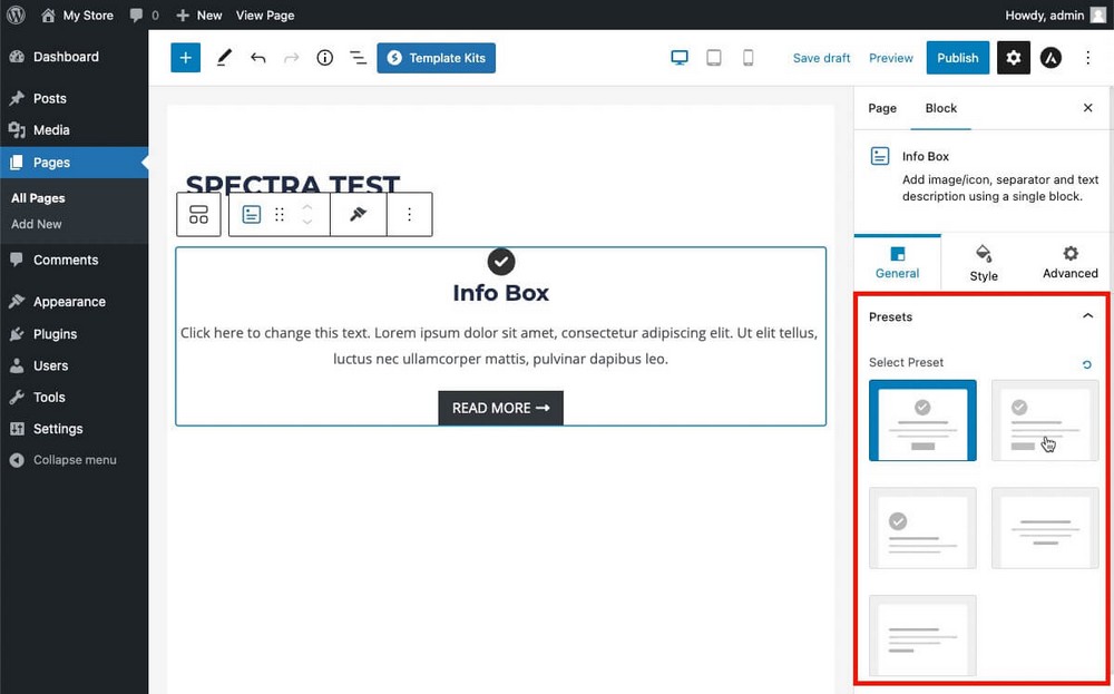 Preajustes de espectros