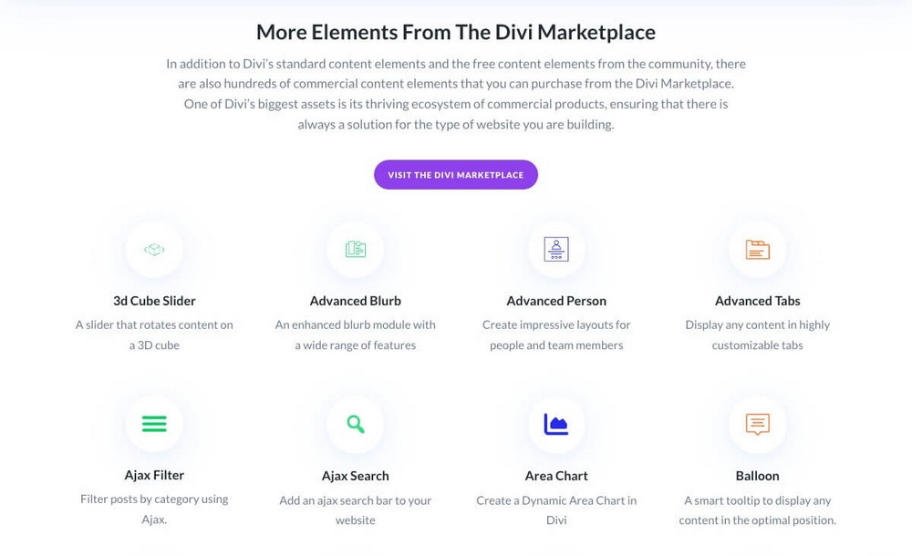 Торговая площадка Elements Divi