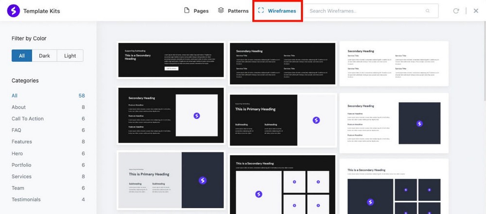 Modelos de Wireframes Spectra