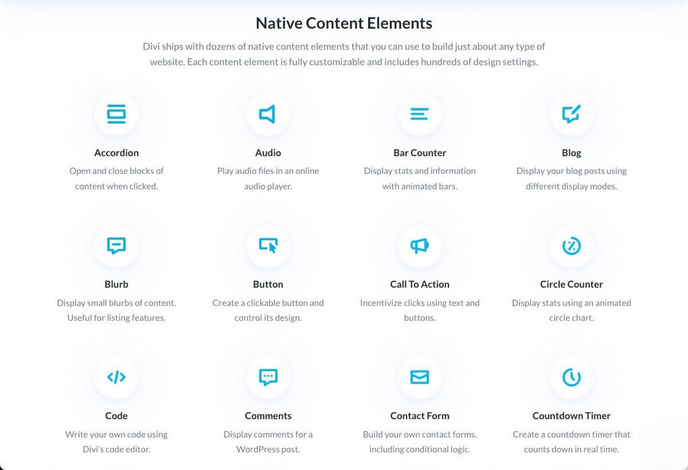 Elementos de contenido nativo de Divi